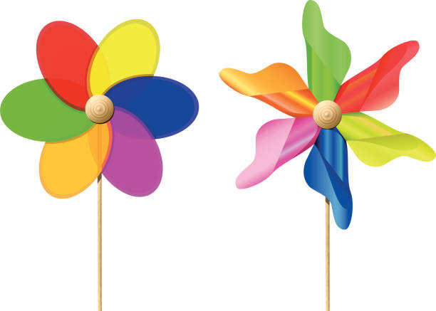 Colourful Toy Pinwheels Illustration of two Different Colourful Toy Pinwheels. (Pdf(6) and Ai(8) files are included) colorful paper windmill toy stock illustrations