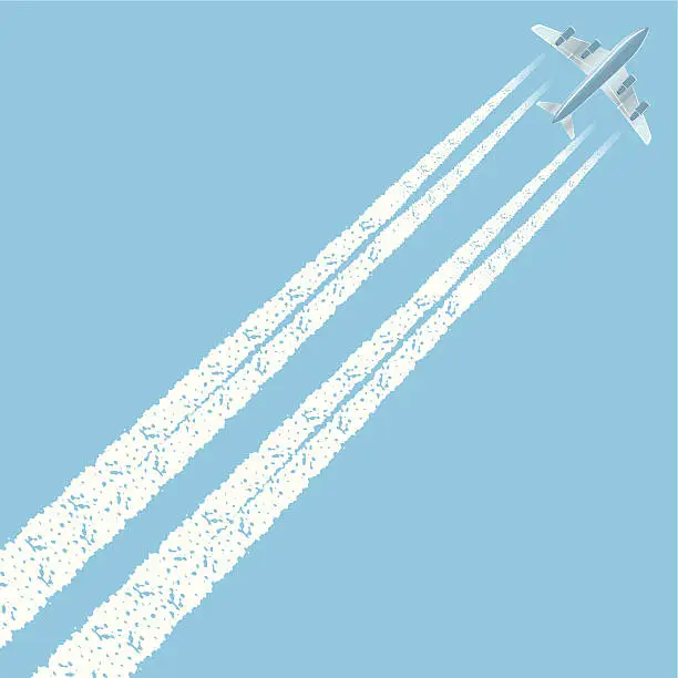 Vector illustration of Up in the sky - Modern Airplane