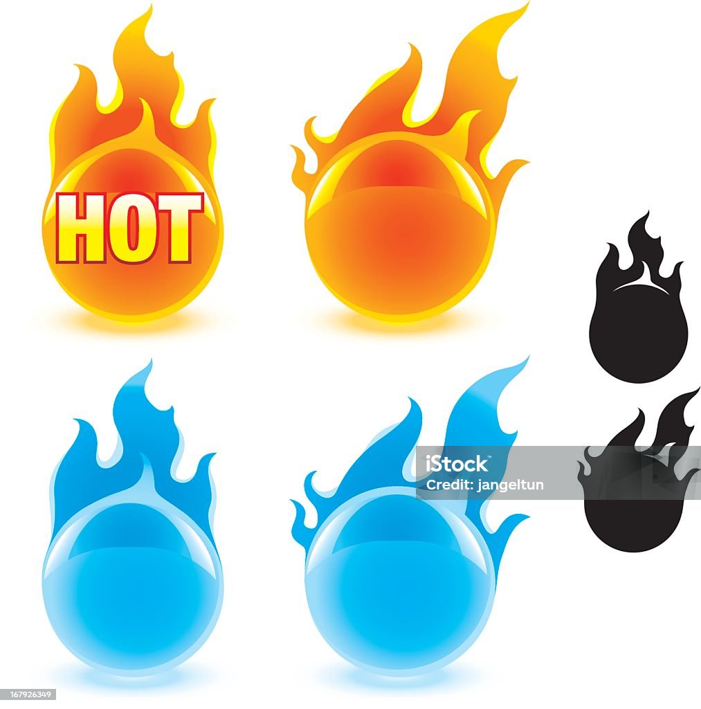 Botões de Incêndio - Royalty-free Bola de fogo arte vetorial