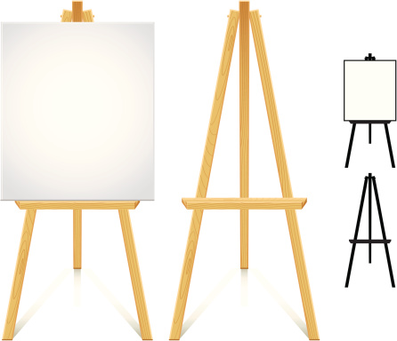 Wood easel. Color and silhouette version.