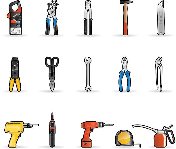 Vector illustration of Tools set icons