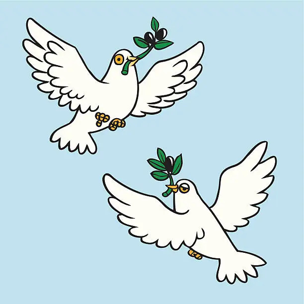 Vector illustration of Cartoon Doves of Peace