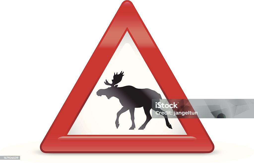 Moose sign Moose warning sign. Side view of a moose. Moose stock vector