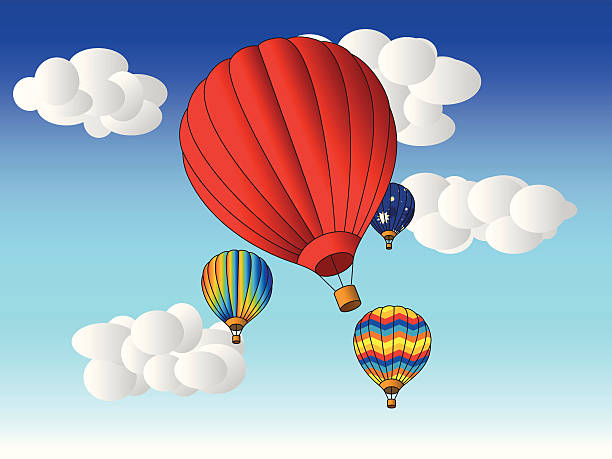 Hot Air Balloon afternoon vector art illustration