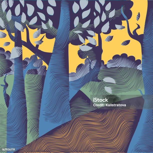Blue Wald Stock Vektor Art und mehr Bilder von Baum - Baum, Blatt - Pflanzenbestandteile, Comic - Kunstwerk