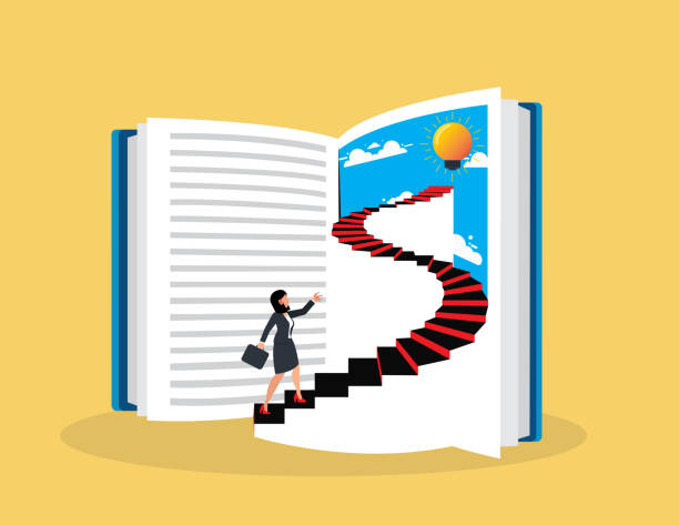 istock Path to knowledge and professional growth. Businesswoman stepping into open book 1679473495