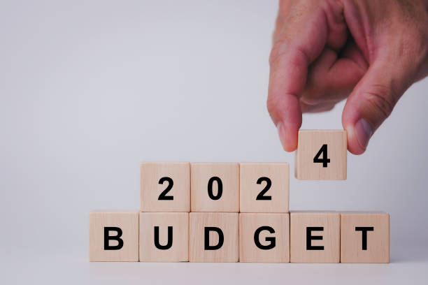 istock 2024 Budget planning and allocation concept. Hand putting wooden cubes form the expression 