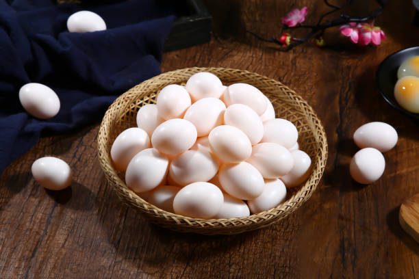 istock Pigeon eggs, indoor shot, wooden table background, photography studio light 1679517618