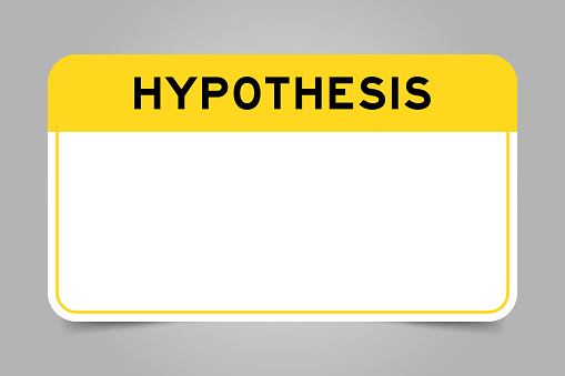 Label banner that have yellow headline with word hypothesis and white copy space, on gray background