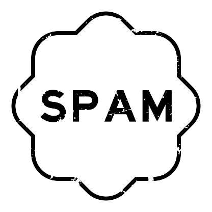 Grunge black spam word rubber seal stamp on white background