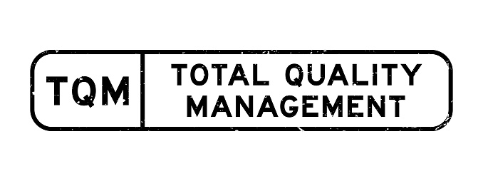 Grunge black TQM total quality management word square rubber seal stamp on white background