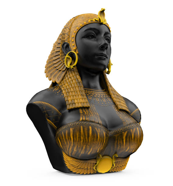 Egyptian Cleopatra Statue isolated on white background. 3D render
