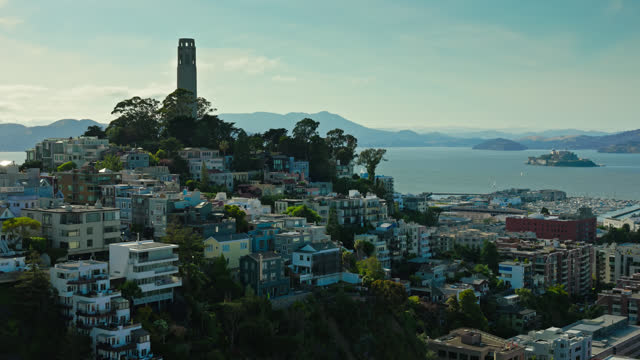 Panning Drone Shot of Coit Tower