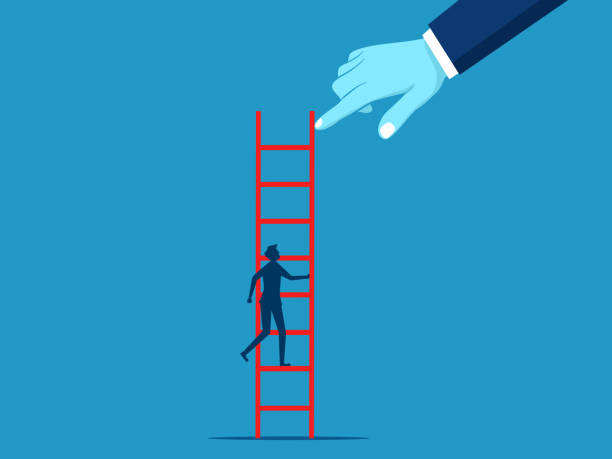 istock Business challenges. big hand prevents a businessman from climbing the stairs 1679584607