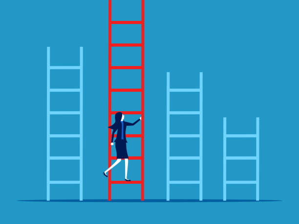 istock Choose the path forward. Businesswoman chooses to climb the highest ladder 1679587649
