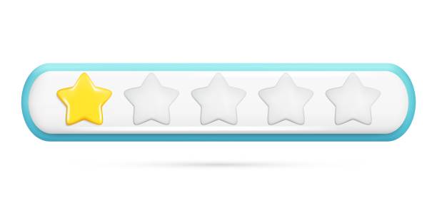 istock Realistic 3d rating feedback with 1 golden star and deepening of four gray. Customer 3d quality review, user rating, feedback score, five-point scale. Vector illustration isolated on white background 1679587739