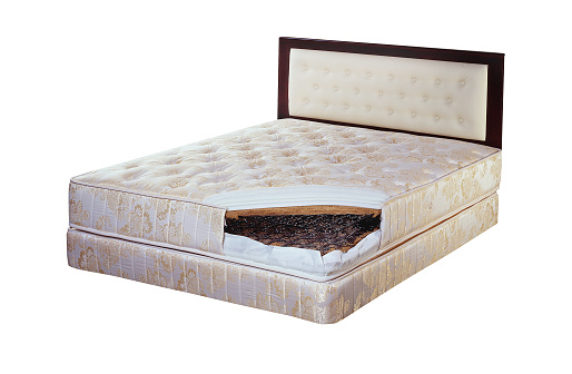 Luxury platform bed with mattress made of coconut fiber, spring and sponge sheet