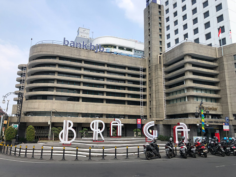 Bandung, West Java, Indonesia - 12 September 2023 : The sculpture of the letters \