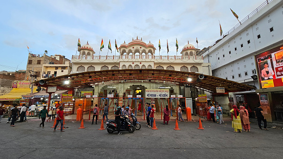 Jaipur, India - May 20 2023: Ganesh temple near Swaminarayan temple at Jaipur. People visiting for worship.