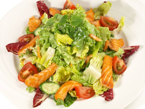 istock Mixed Salad with grilled Salmon - Isolated 1679727521