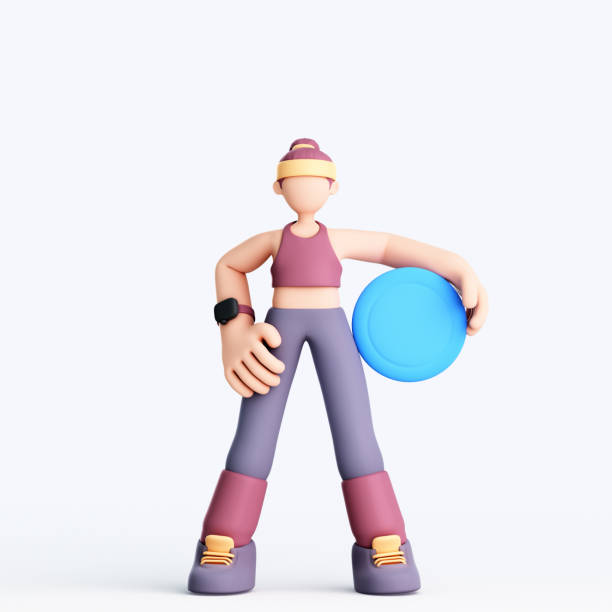 3D rendering of girl playing frisbee