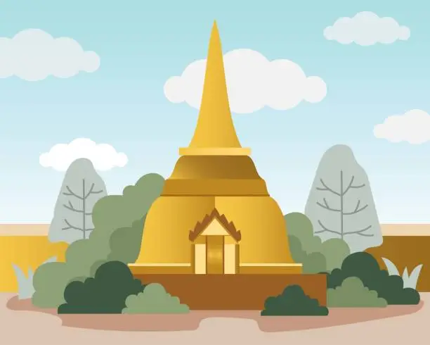 Vector illustration of Thai temple