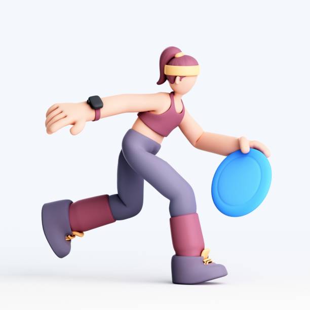 3D rendering of girl playing frisbee