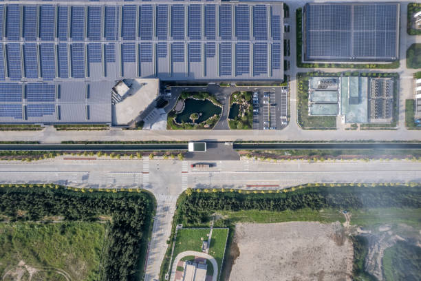 istock Solar panels installed on factory buildings 1679742773