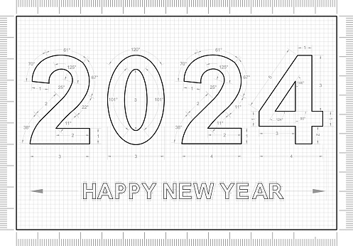 New Year 2024 blueprint - background