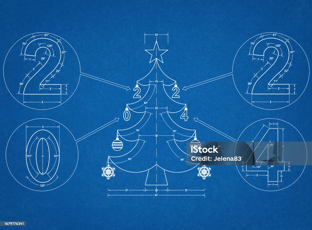 Christmas Tree 2024 Blueprint Stock Photo Download Image Now 2024 Christmas Trees 2024
