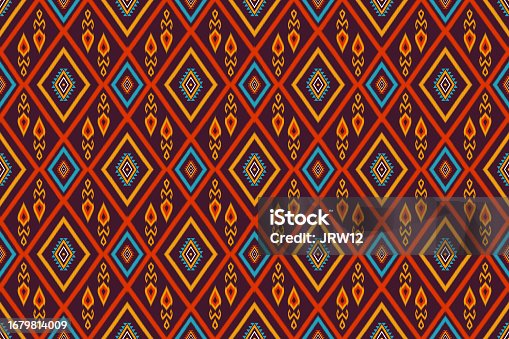 istock ikat seamless pattern abstract background for textile design. 1679814009