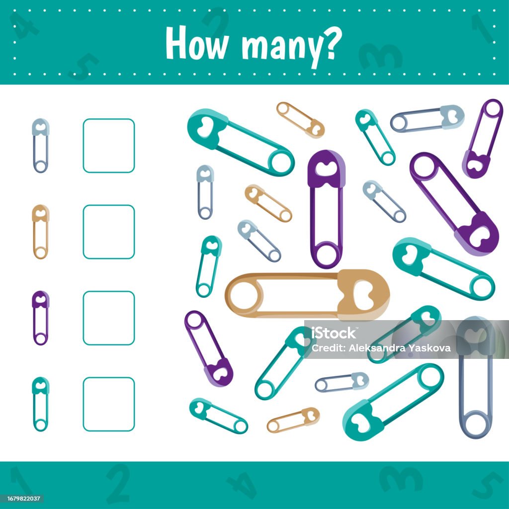 10 Pins Math How Many Pins Are There Count The Number And Write Math Worksheet For ...