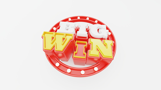 Big Win styled with lights for raffle and lottery game. 3d rendering on white background.