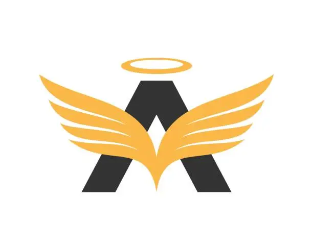 Vector illustration of A Letter with angel wings logo