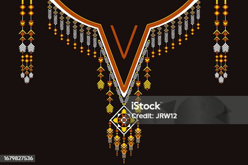 istock ethnic necklace embroidery pattern. 1679827536