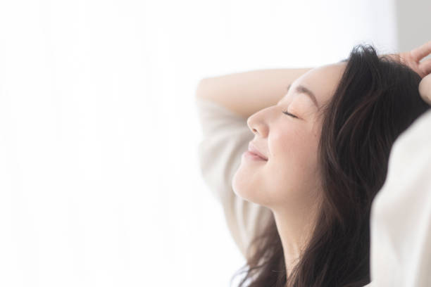 A woman is relaxing.