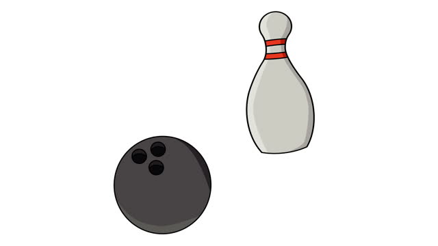 Animation of a moving bowling ball and bowling pins