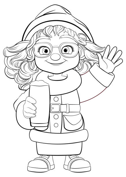 ilustrações de stock, clip art, desenhos animados e ícones de cheerful woman in winter glasses holding a pint - beverag