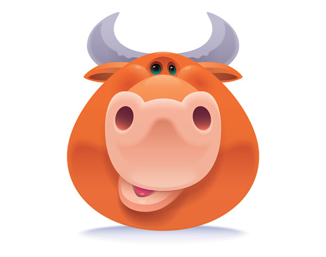 vector illustration of funny bull head icon