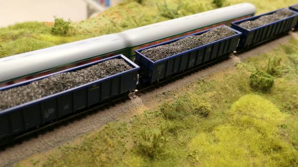 istock Toy Train Models On Railroad Set Mockup - Coal Freight 1679930024