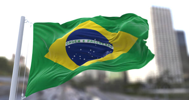 istock Brazil National flag waving in the wind. 1679931664