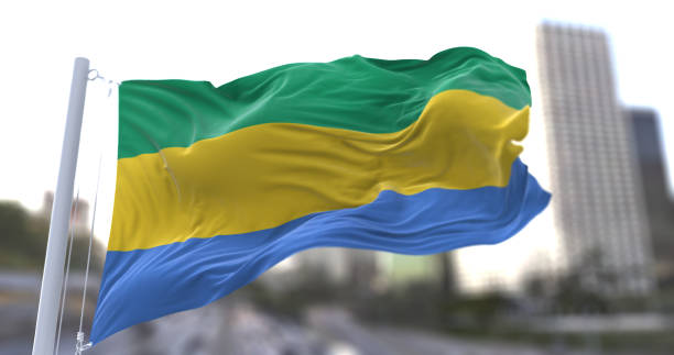 istock Gabon National flag waving in the wind. 1679933786
