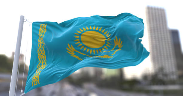 istock Kazakhstan National flag waving in the wind. 1679934867