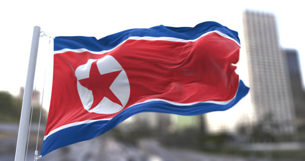 istock North Korea National flag waving in the wind. 1679935385