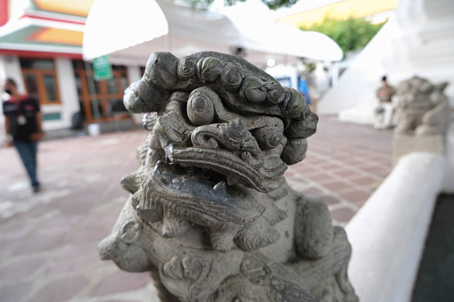 Chinese lion statue in Wat Pho, Thailand.