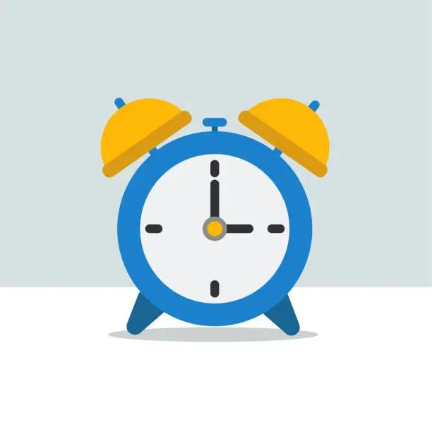 Vector illustration of The alarm clock shows 3 o'clock on a light background