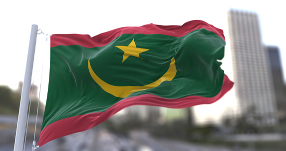 3d illustration flag of mauritania. mauritania flag isolated on the sky waving in the wind.