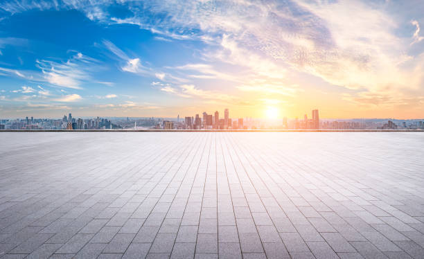 istock Empty square road and city buildings skyline in Chongqing 1679958190