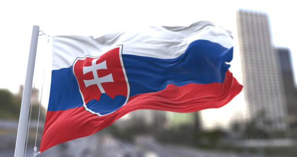 istock Slovakia National flag waving in the wind. 1679958877