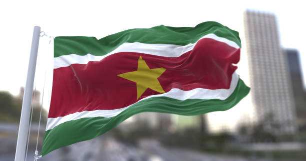 istock Suriname National flag waving in the wind. 1679959298